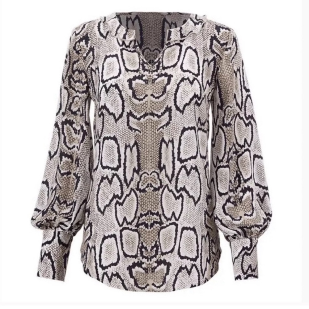 CAbi Snake Serpentine long sleeve blouse top size Small